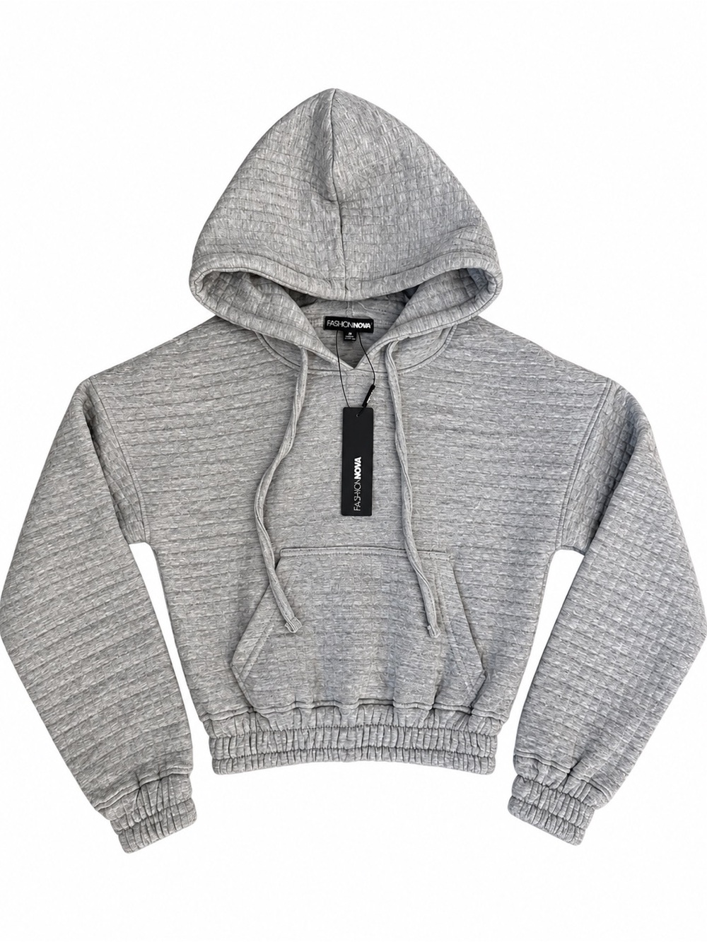 🩶 Fashion Nova Cropped Hoodie — Heather Gray — XS — NWT